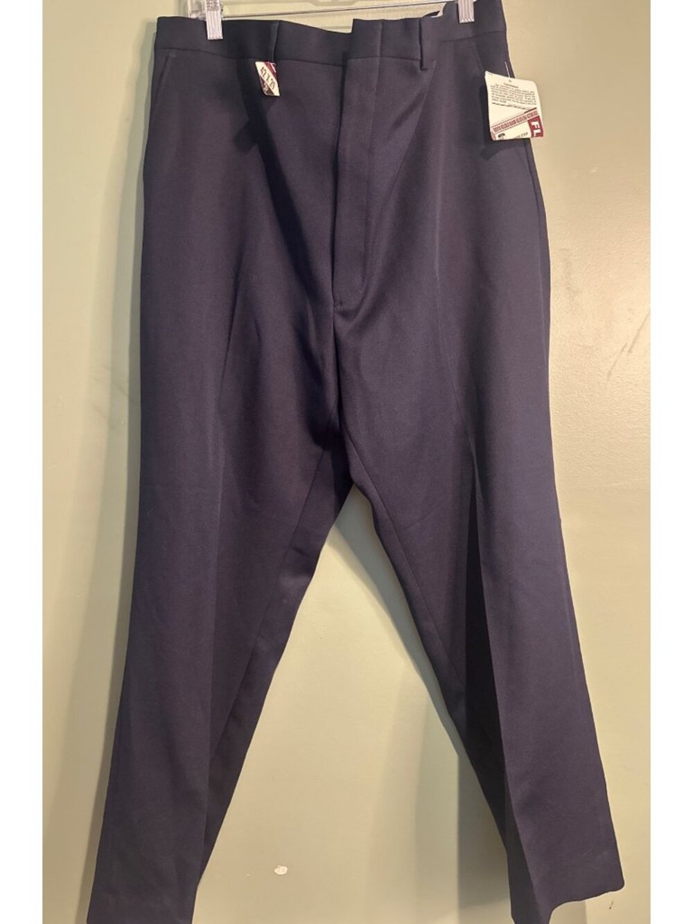 Flexslax Dress Pants Men 42x29 Navy Wrinkle Free Performance Stretch Career NWT